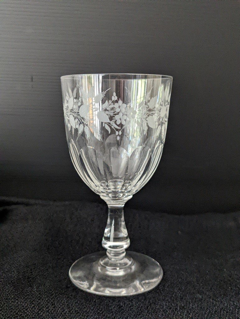 Series Of Nine Cut And Engraved Baccarat Glasses-photo-2