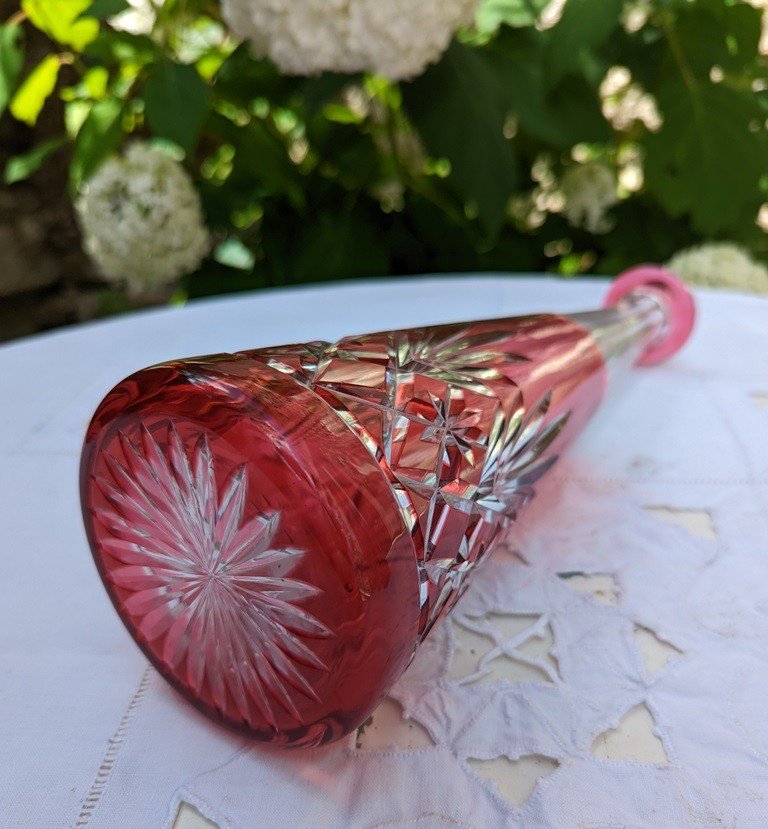 Carafe En Cristal Doublé Rouge, Saint Louis-photo-3