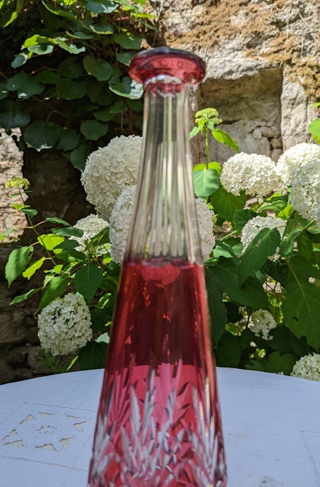Carafe En Cristal Doublé Rouge, Saint Louis-photo-3