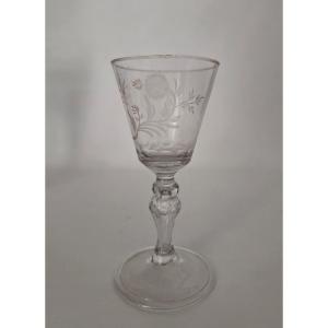 18th Century Glass Decorated With A Rose