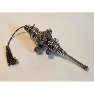 19th Century Silver Rattle And Whistle