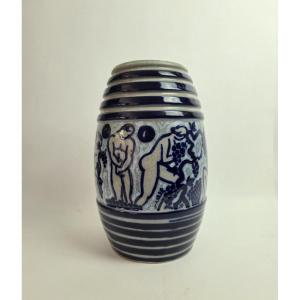 Vase en grés signé Roger Fraçois Art Déco