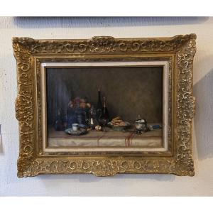 Nature morte à l’argenterie, aux douceurs et aux fruits _ XIXeme