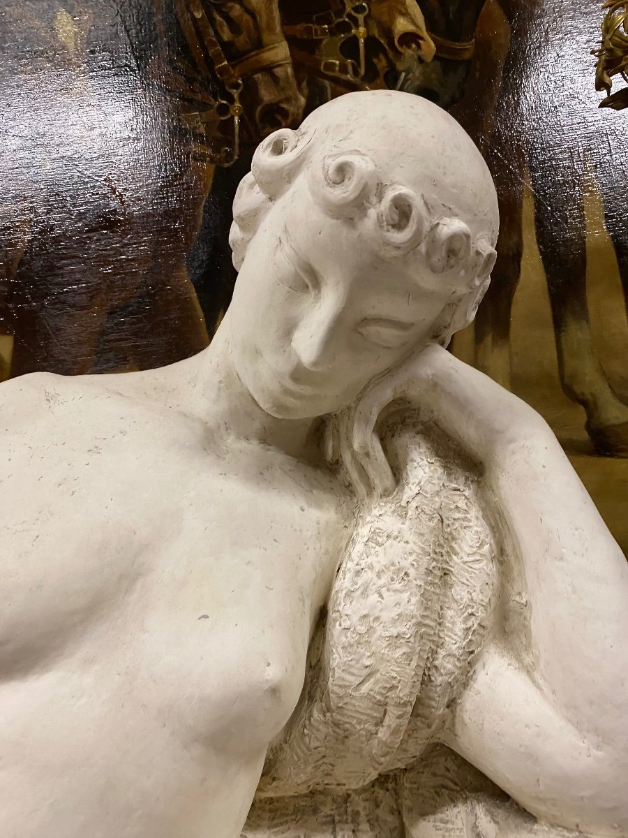 Large Plaster Statue Of Madeleine Fessard. Ref: 402.-photo-3