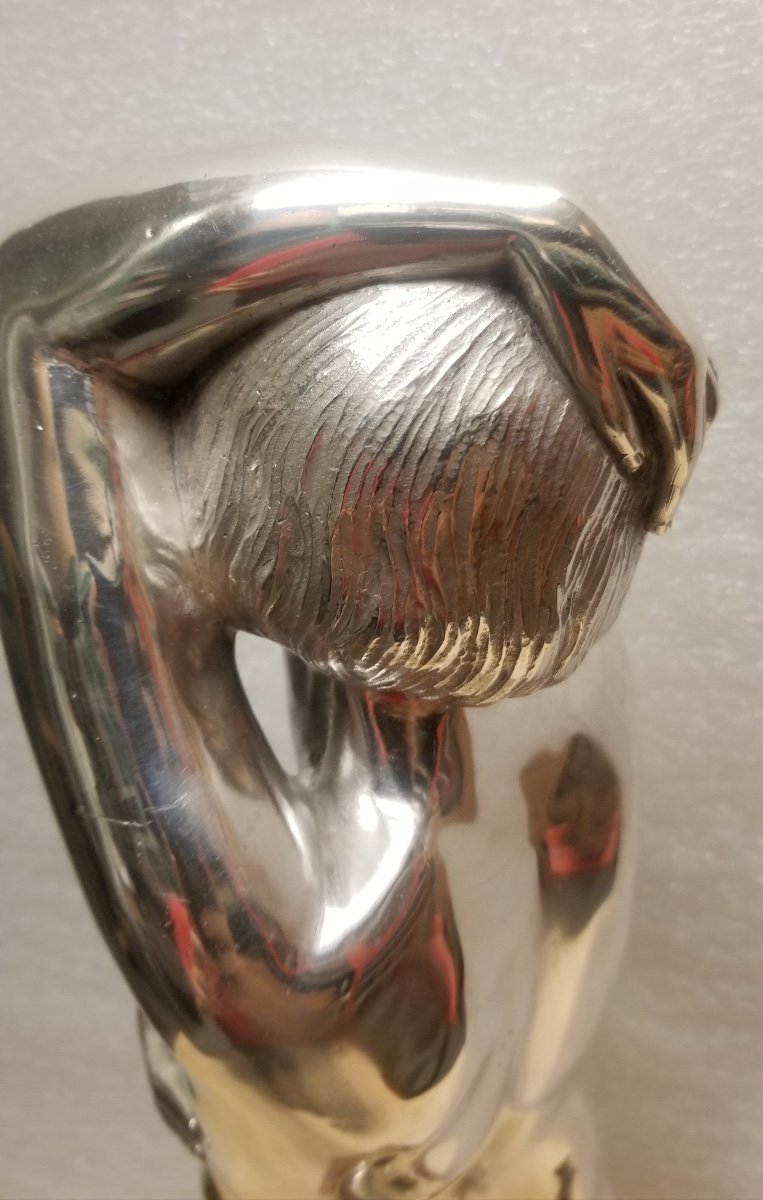 Femme Nue Sur Son Socle De Brocatelle, Signé Marie Louise Simard. Ref 403-photo-2