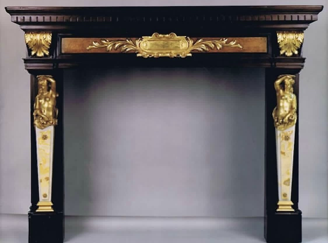 Cheminée En Acajou, Bronze Et Onyx. Réf: Ca 340