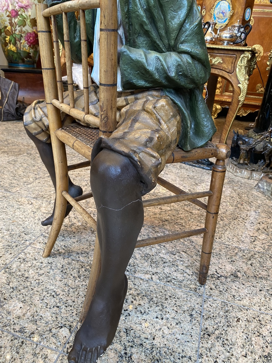 TERRE CUITE GRANDEUR NATURE GOLDSCHEIDER SUR CHAISE ORIGINALE-photo-3