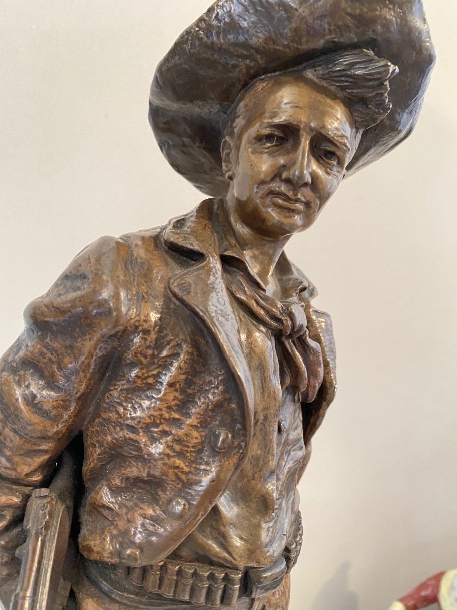 BRONZE COWBOY, SIGNÉ CARL KAUBA. ÉPOQUE FIN XIXème. RÉF: 54-photo-3