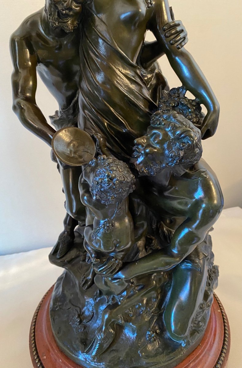 Green Patina Bronze On Rotary Griotte Marble Base, The Education Of Bacchus. Ref: Ch 02-photo-3