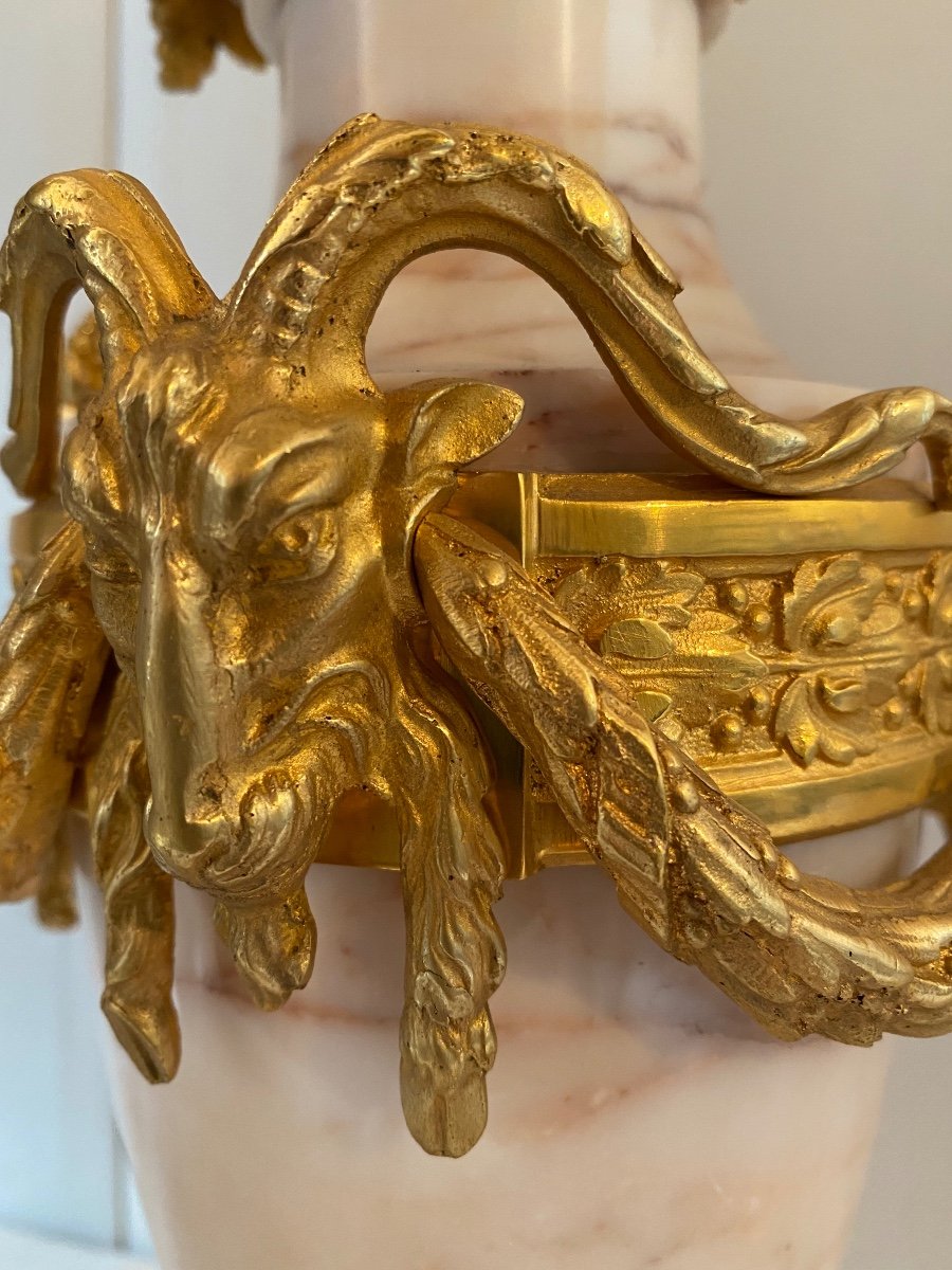 Pair Of Marble And Gold Bronze Cassolette. Ref: Ch 22-photo-3
