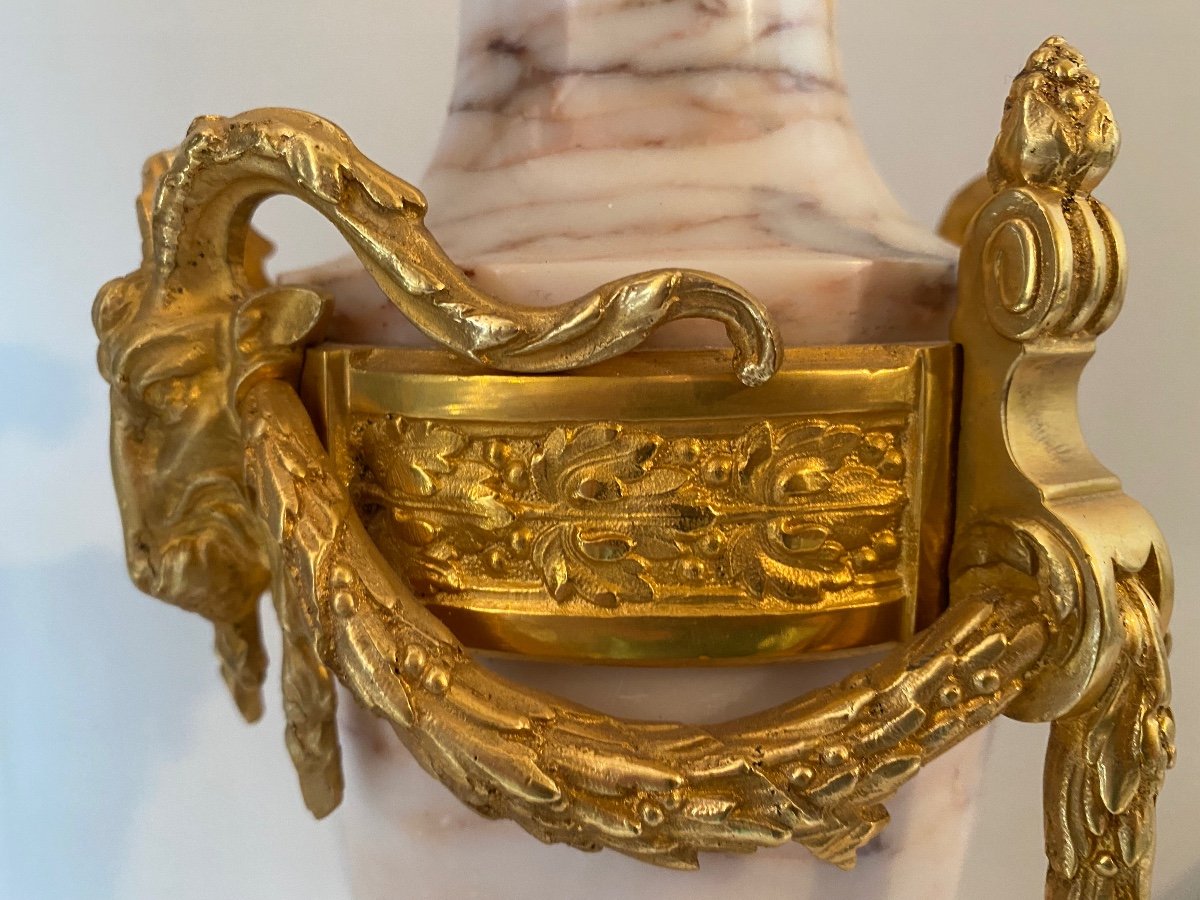 Pair Of Marble And Gold Bronze Cassolette. Ref: Ch 22-photo-5