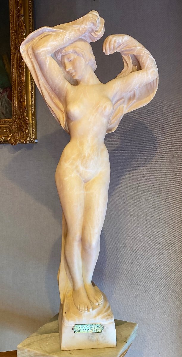 Alabaster Sculpture "the Night" By Jef Lambeaux. Ref: 384