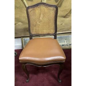 CHAISE DE BUREAU EN. CANNAGE, DESSUS CUIR. RÉF CH 50