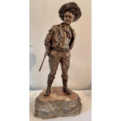 BRONZE COWBOY, SIGNÉ CARL KAUBA. ÉPOQUE FIN XIXème. RÉF: 54