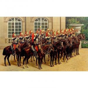 GRANDE PEINTURE HISTORIQUE,LE  PANTHEON DE LA GUERRE. LES CUIRASSIERS,. RÉF: 4