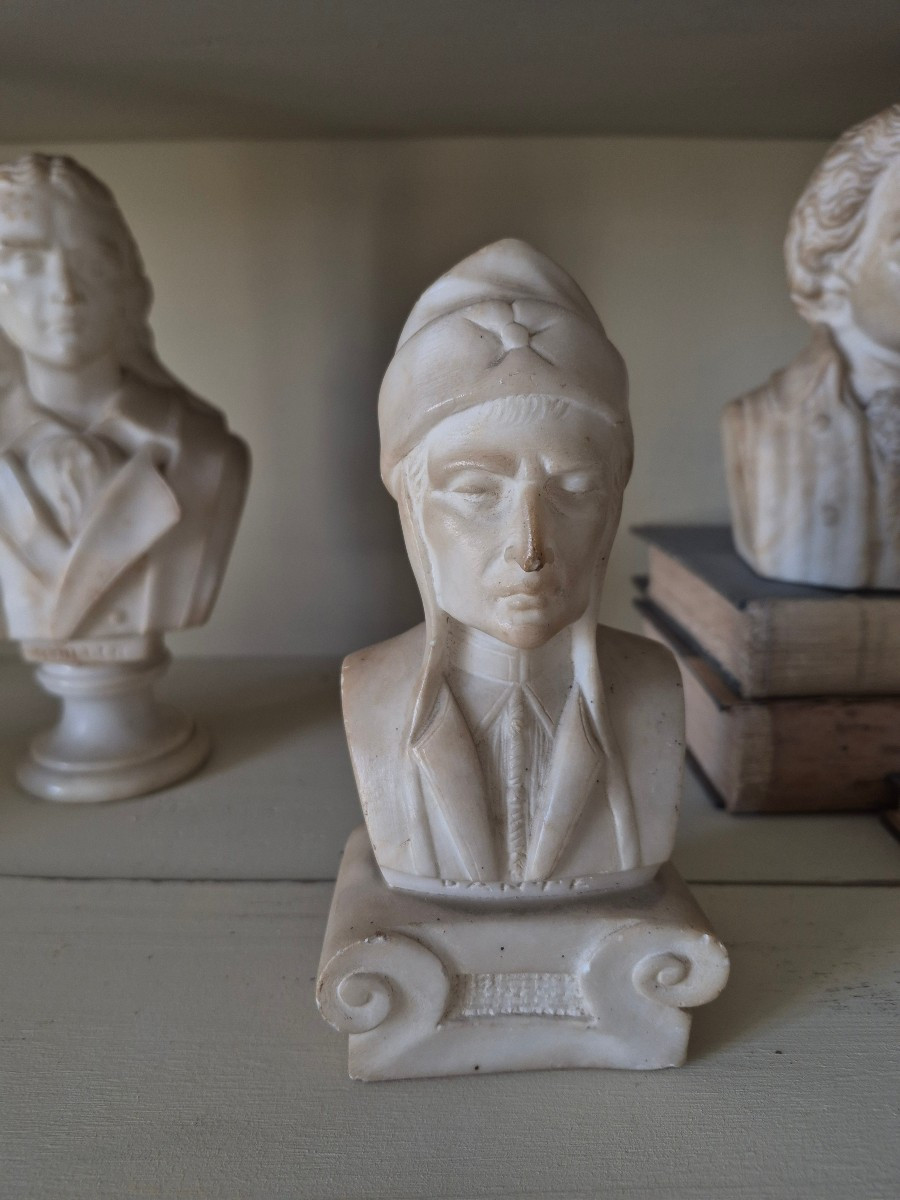 5 Small Busts In Alabaster 19th Century-photo-3