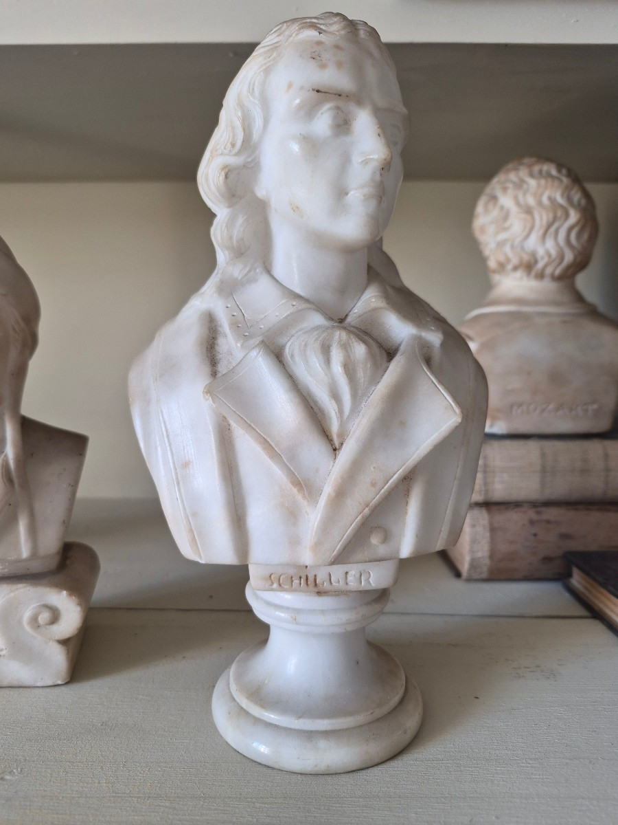 5 Small Busts In Alabaster 19th Century-photo-4