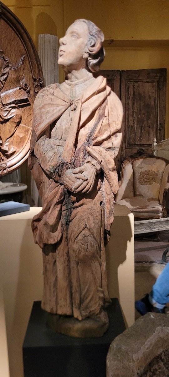 Saint John Carved In Walnut Wood-photo-2