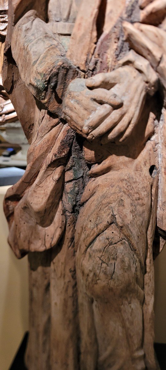 Saint John Carved In Walnut Wood-photo-4