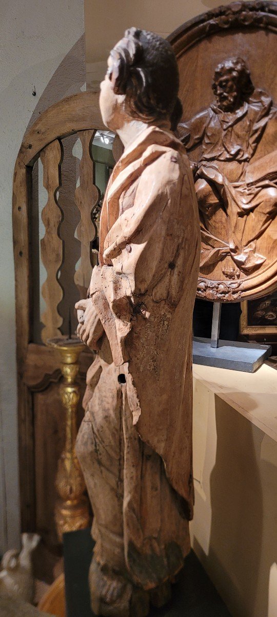 Saint John Carved In Walnut Wood-photo-2