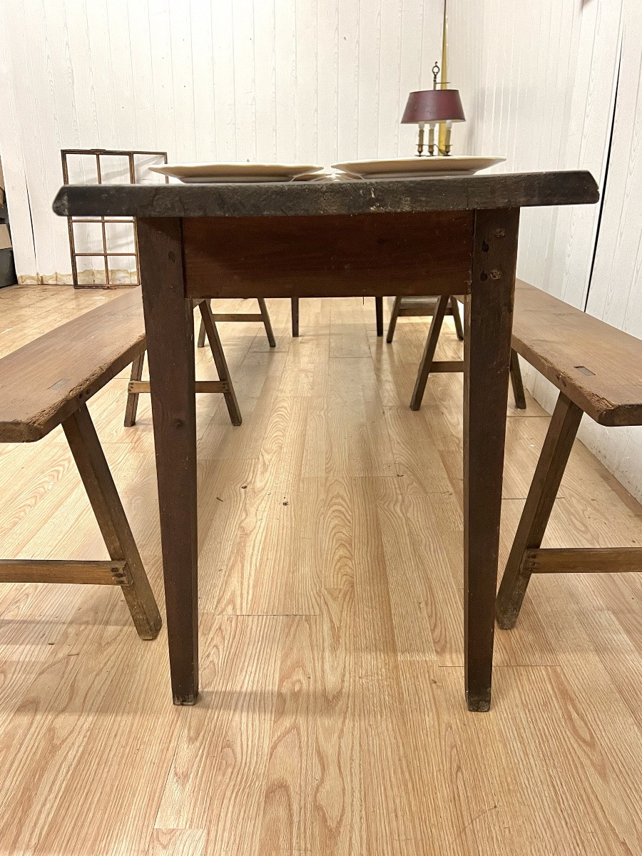 Table de réfectoire + bancs-photo-4