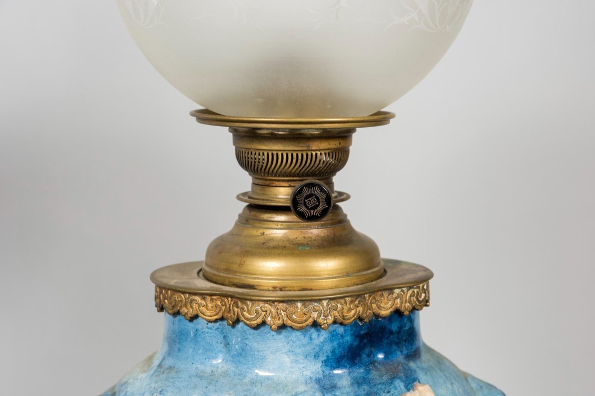 Paire De Lampes à Pétrole En Céramique De Havilland Vers 1870-photo-3