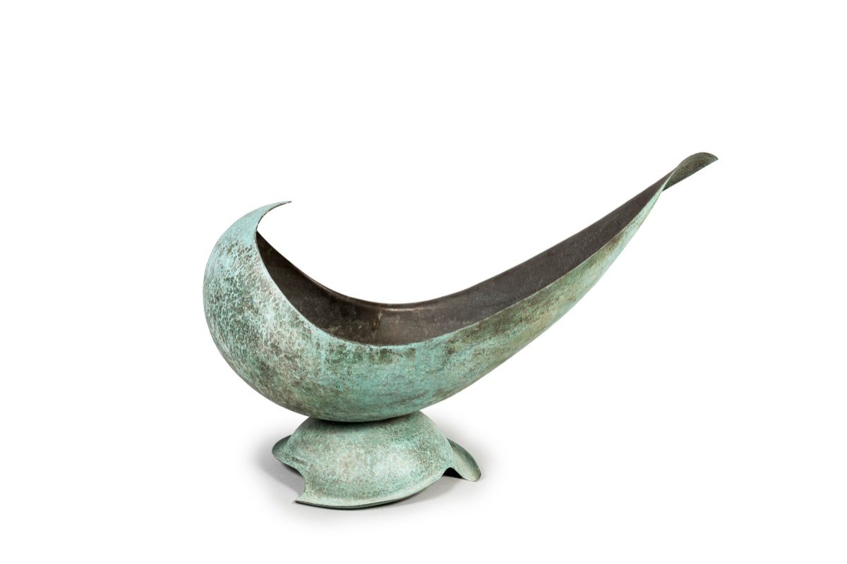 Large Cup In Dinandrie Signed Charles Bresous