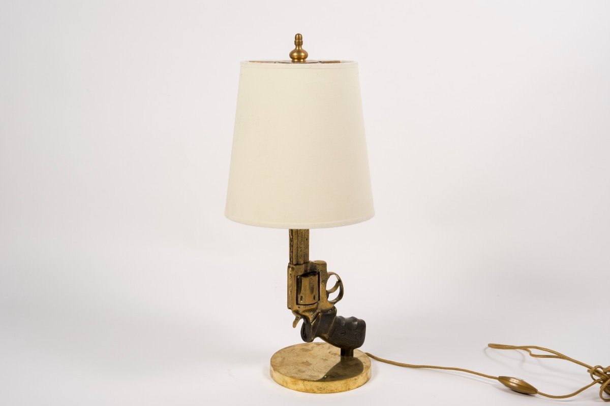 Pair Of Bronze Table Lamps Signed Enzo Missoni-photo-3