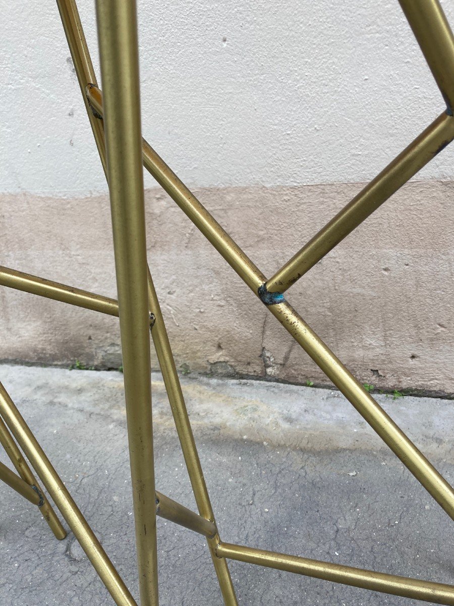 Rare Brass Console And Crushed Icel Resin Top By Marie-claude De Fouquières-photo-3