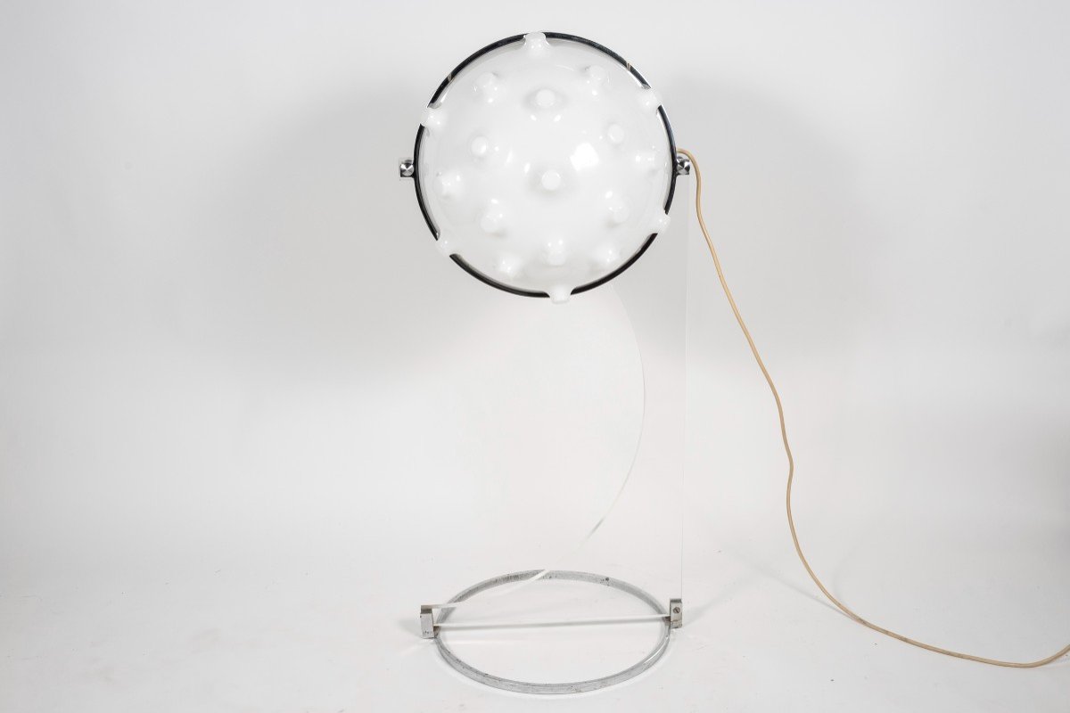 Lampe En Plexiglass Et Metal Chromé Vers 1970-photo-2