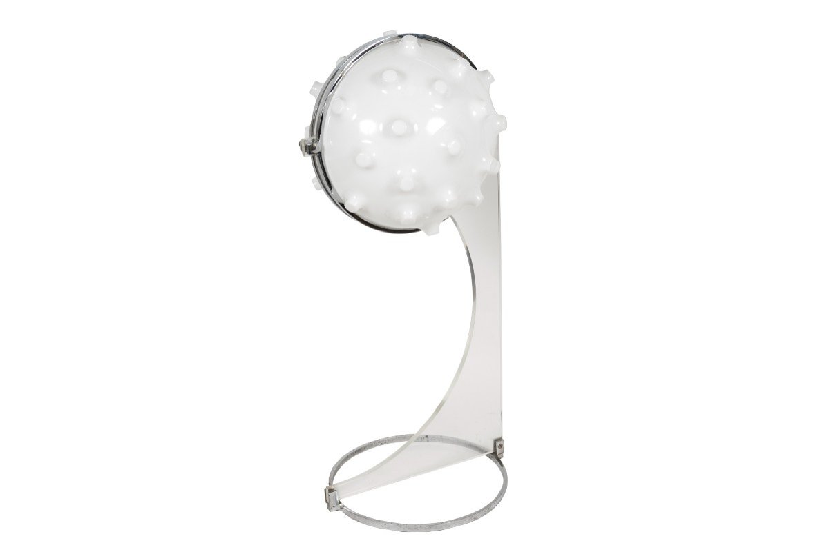 Lampe En Plexiglass Et Metal Chromé Vers 1970