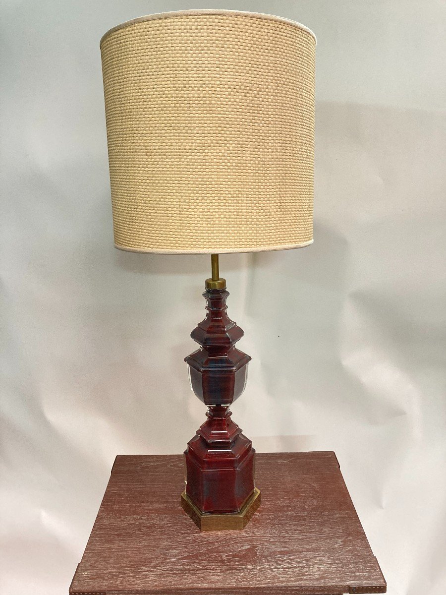 Lampes en verre peint et laiton  par la Maison Baguès 