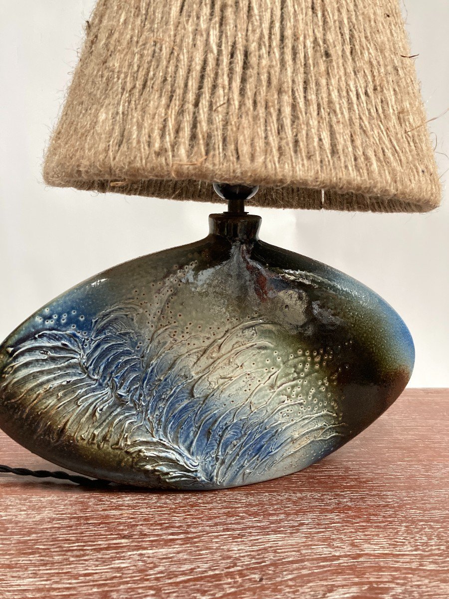 Handmade Ceramic Lamp Signed D. Prioton-photo-2