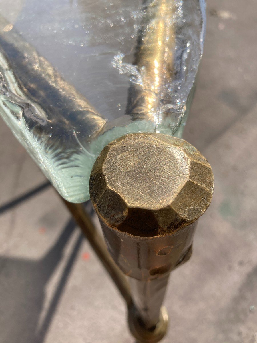 Table d'Angle En Bronze Et Verre Coulé Par Lothar Klute-photo-4
