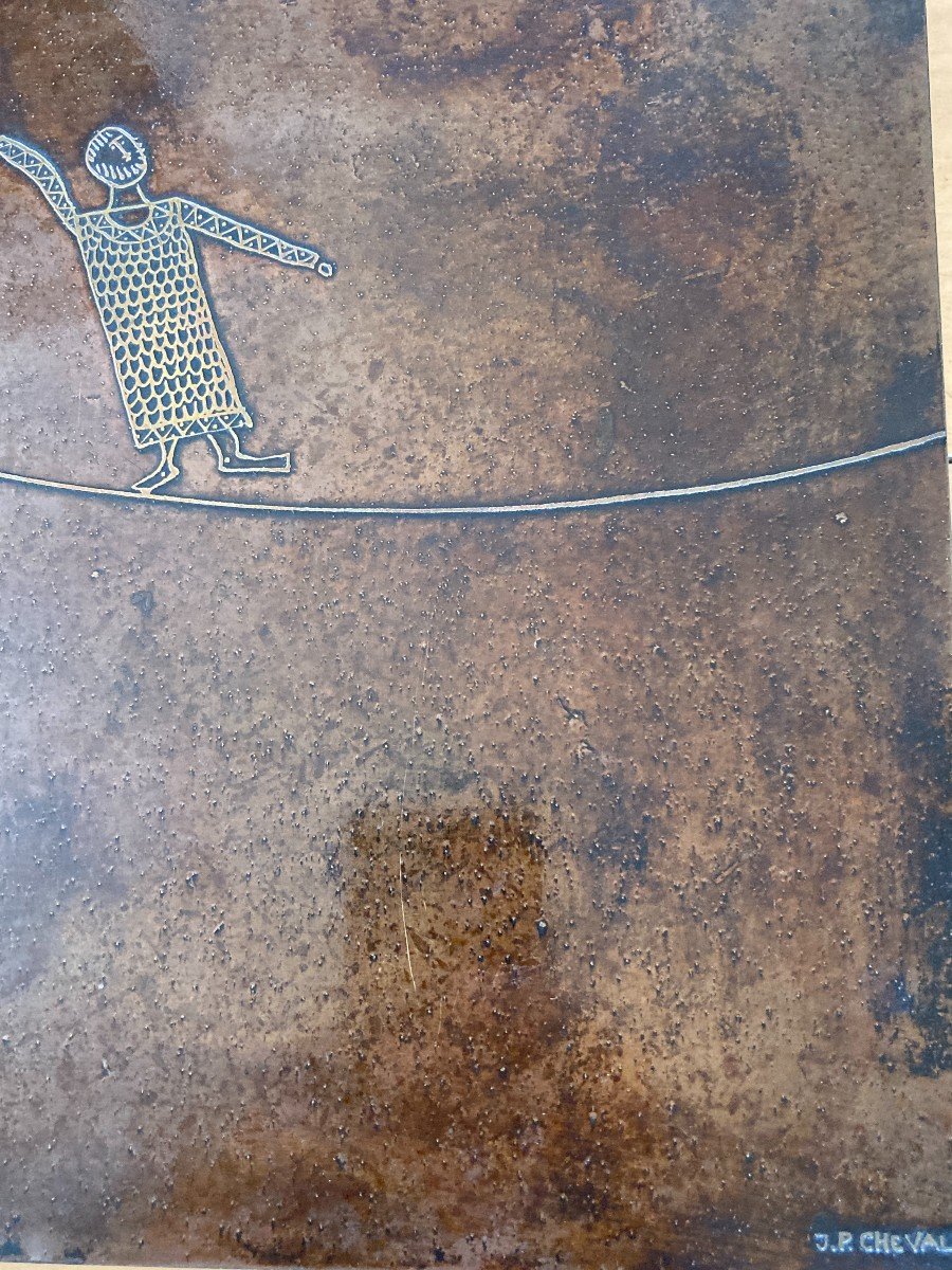 Painting Engraved On Patinated Brass Sheet Signed Jean-pierre Chevalié-photo-3