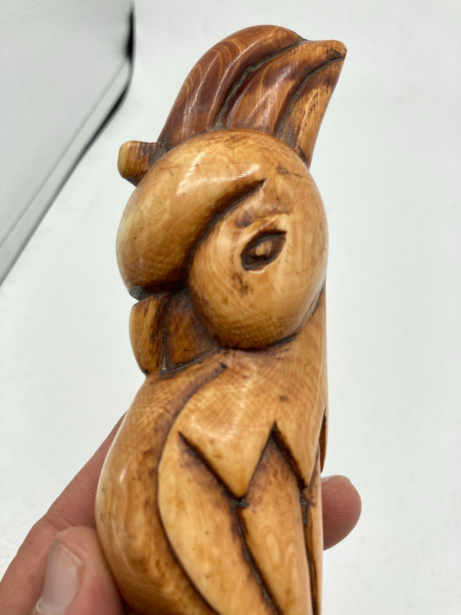 Beau Perroquet En Ivoire d'époque art déco-photo-3