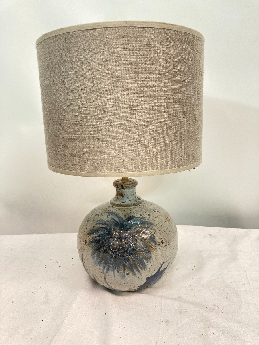 Ceramic Lamp From Vallauris Signed-photo-2