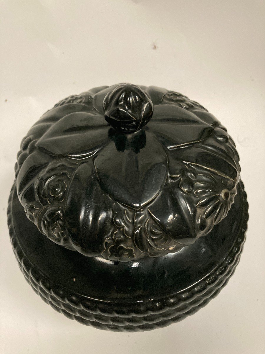 Black Enameled Covered Pot By Sue Et Mare Circa 1925-photo-2