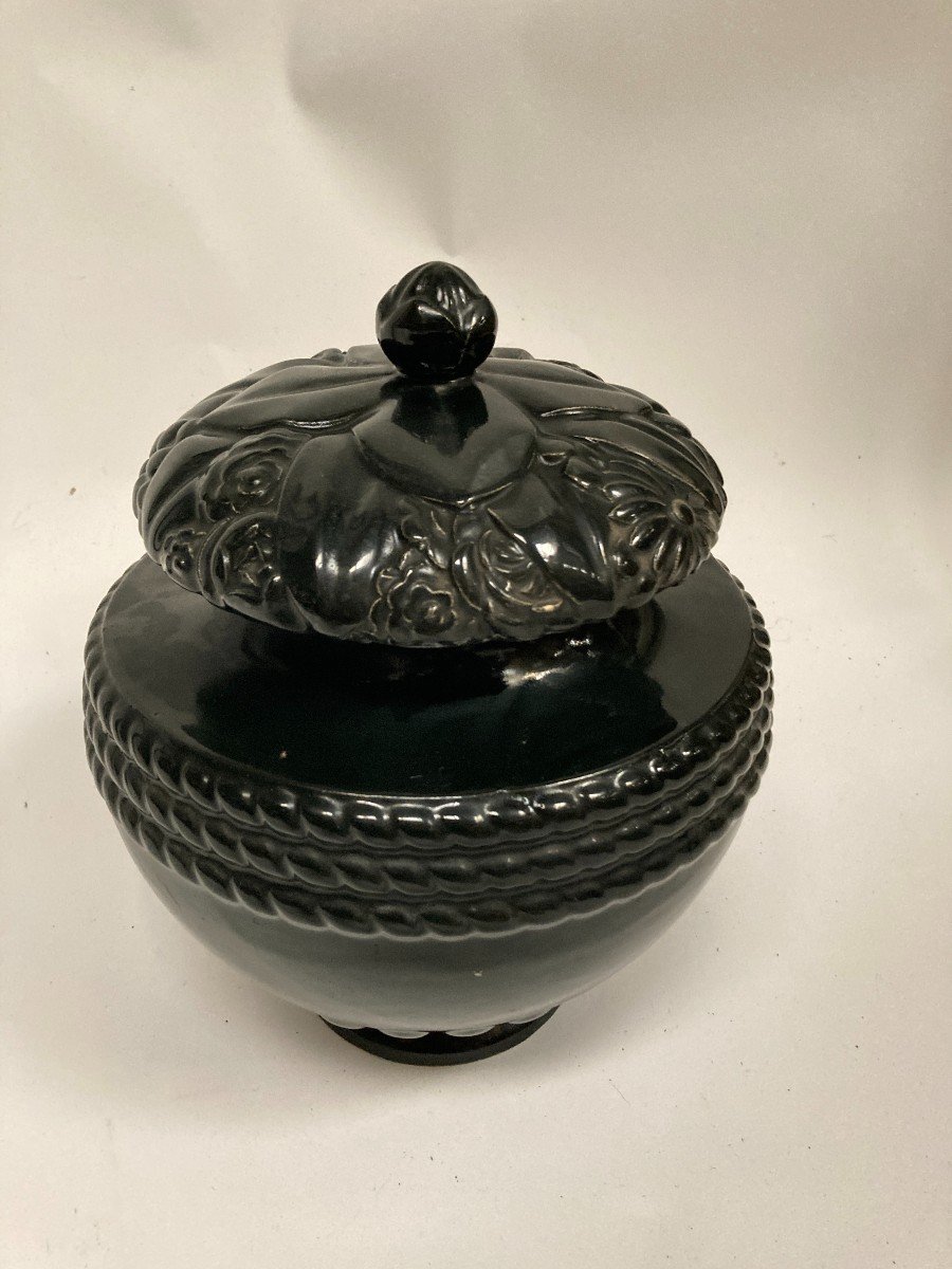 Black Enameled Covered Pot By Sue Et Mare Circa 1925-photo-4