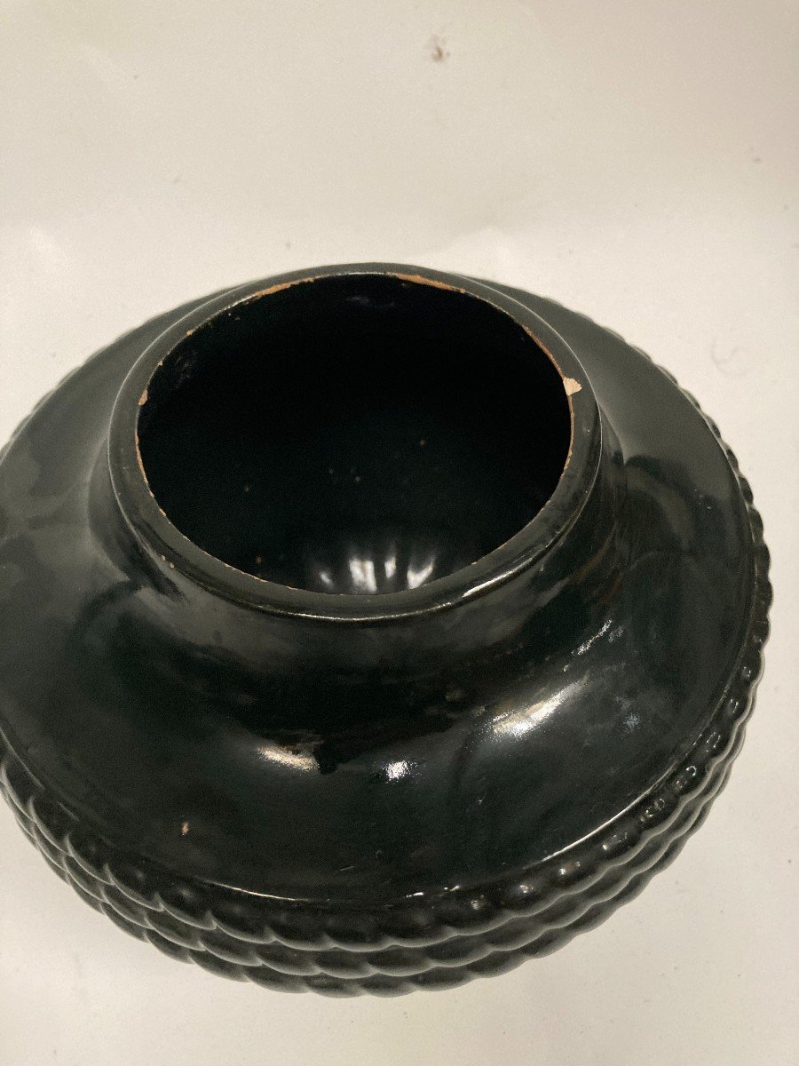 Black Enameled Covered Pot By Sue Et Mare Circa 1925-photo-1