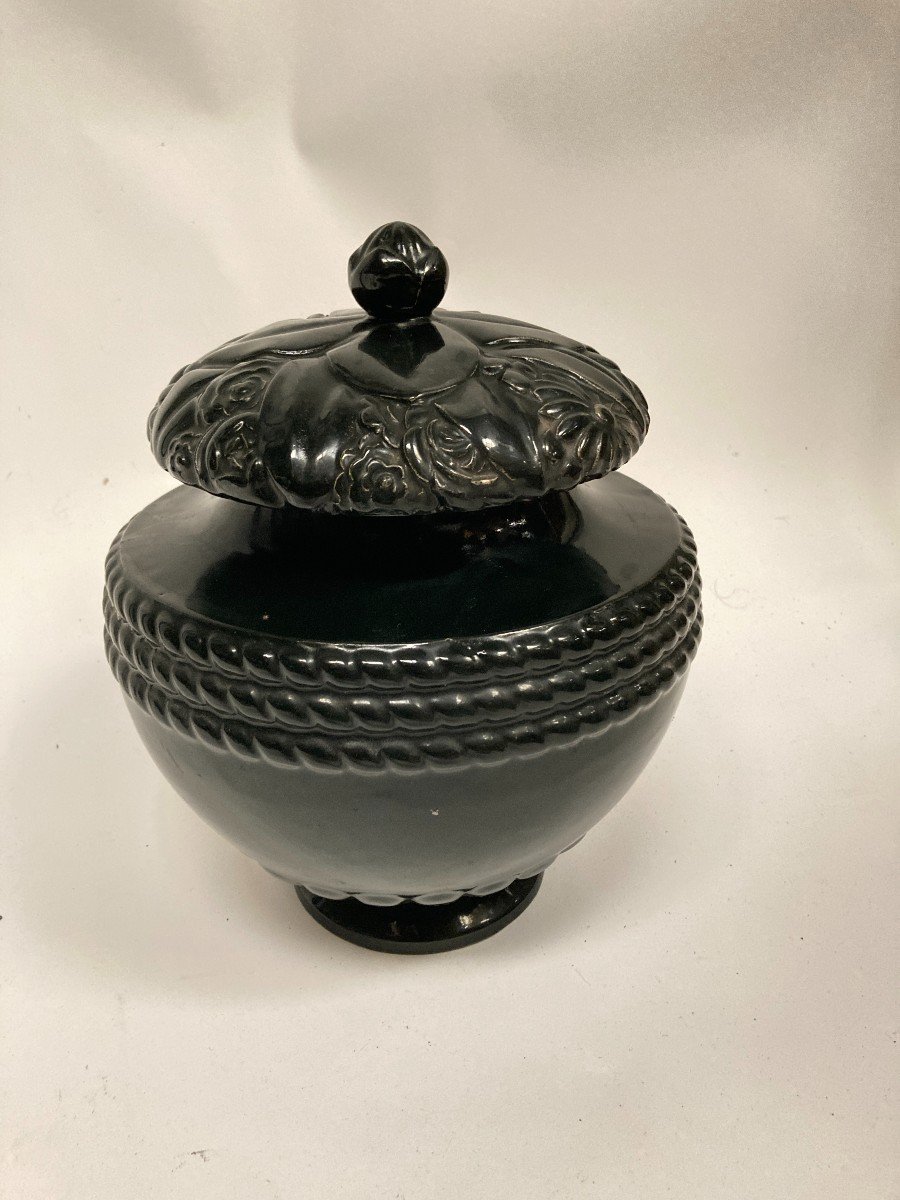 Black Enameled Covered Pot By Sue Et Mare Circa 1925