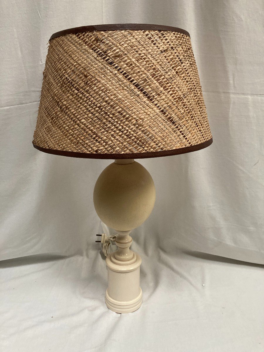 Beautiful Ostrich Egg And Ivory Lamp-photo-2