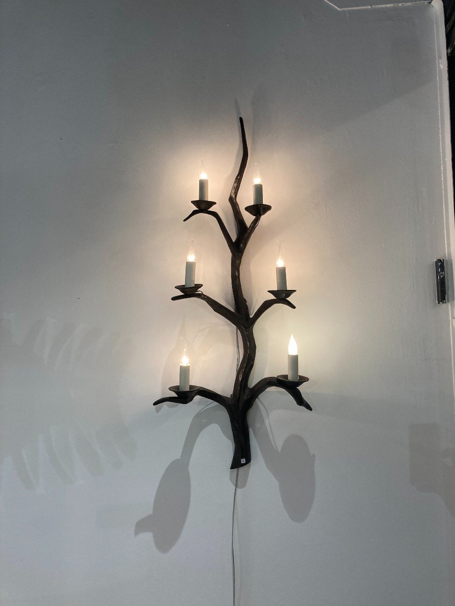 Pair Of Large Bronze Sconces Attributed To Felix Agostini-photo-2