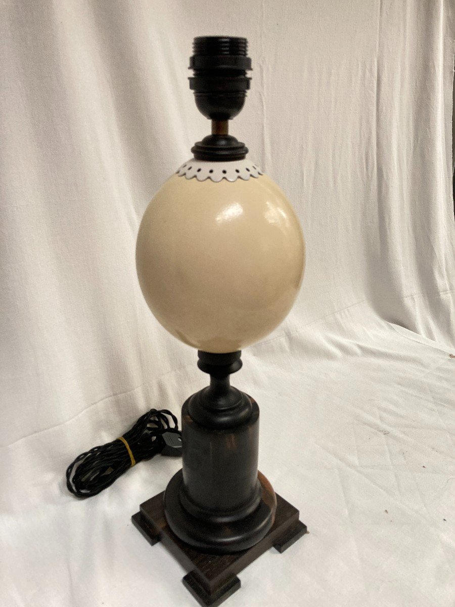 Ebony And Ostrich Egg Lamp Attributed To The Jansen House-photo-1
