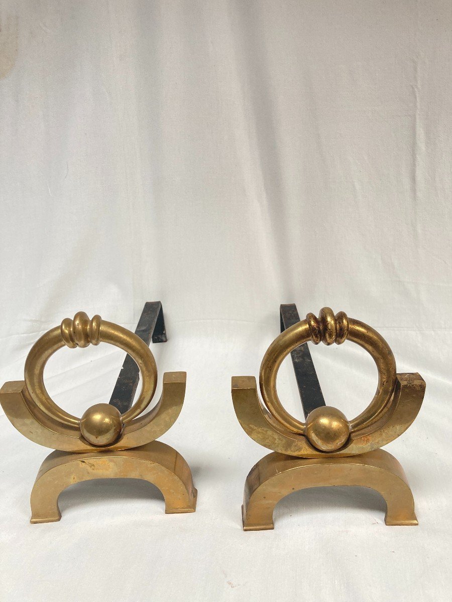 Pair Of Andirons 1950 Attributed To Jacques Adnet-photo-2
