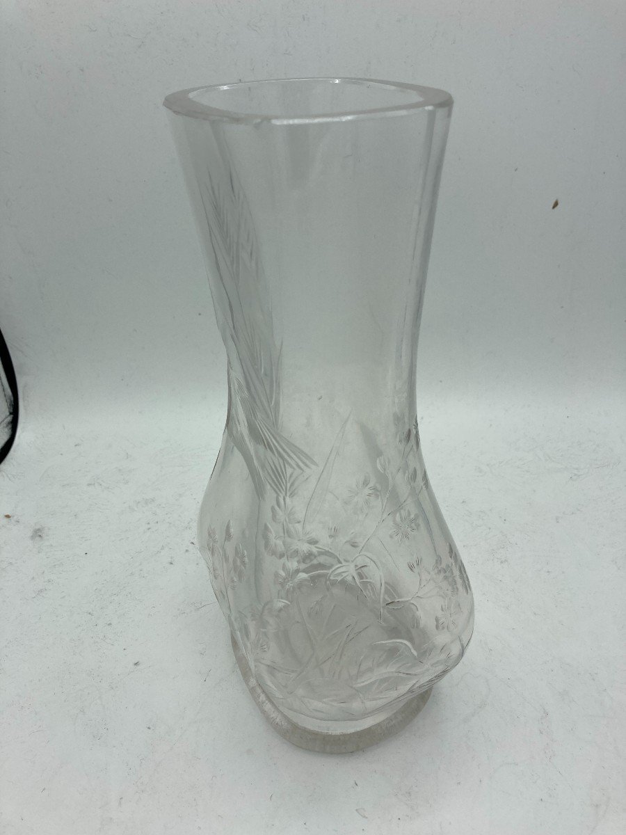 Crystal Vase With Incised Decoration In Baccarat Crystal Circa 1900-photo-4