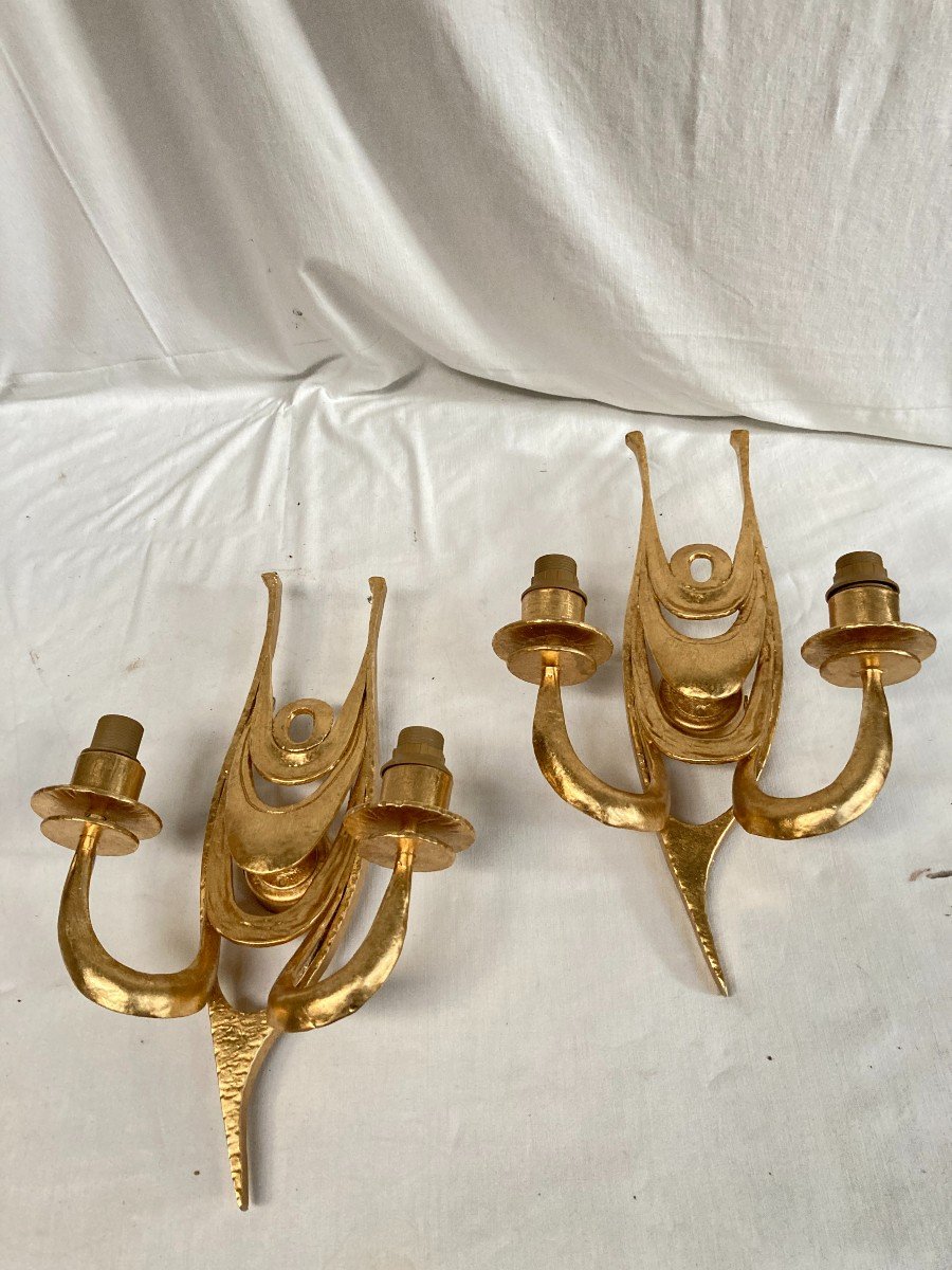 Paire d'Appliques En Bronze Doré