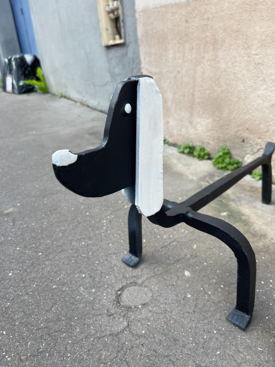 Pair Of "dog" Andirons By Edouard Schenck-photo-3
