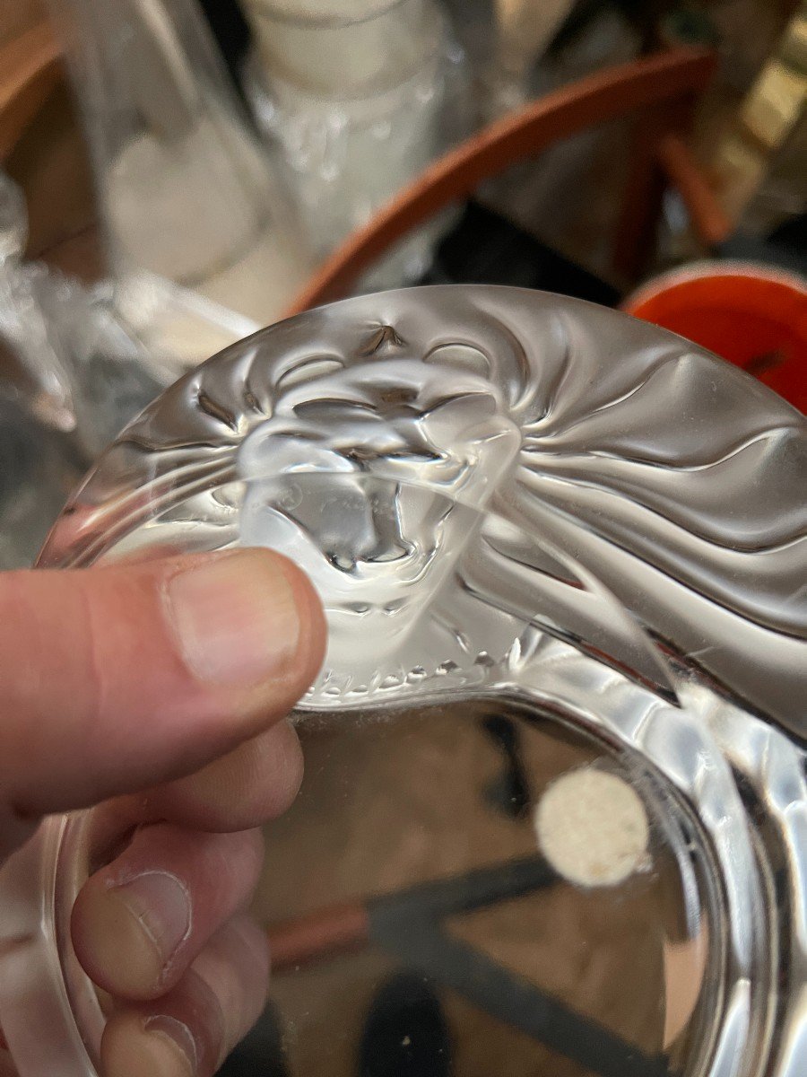 "lion" Crystal Ashtray From Lalique -photo-3