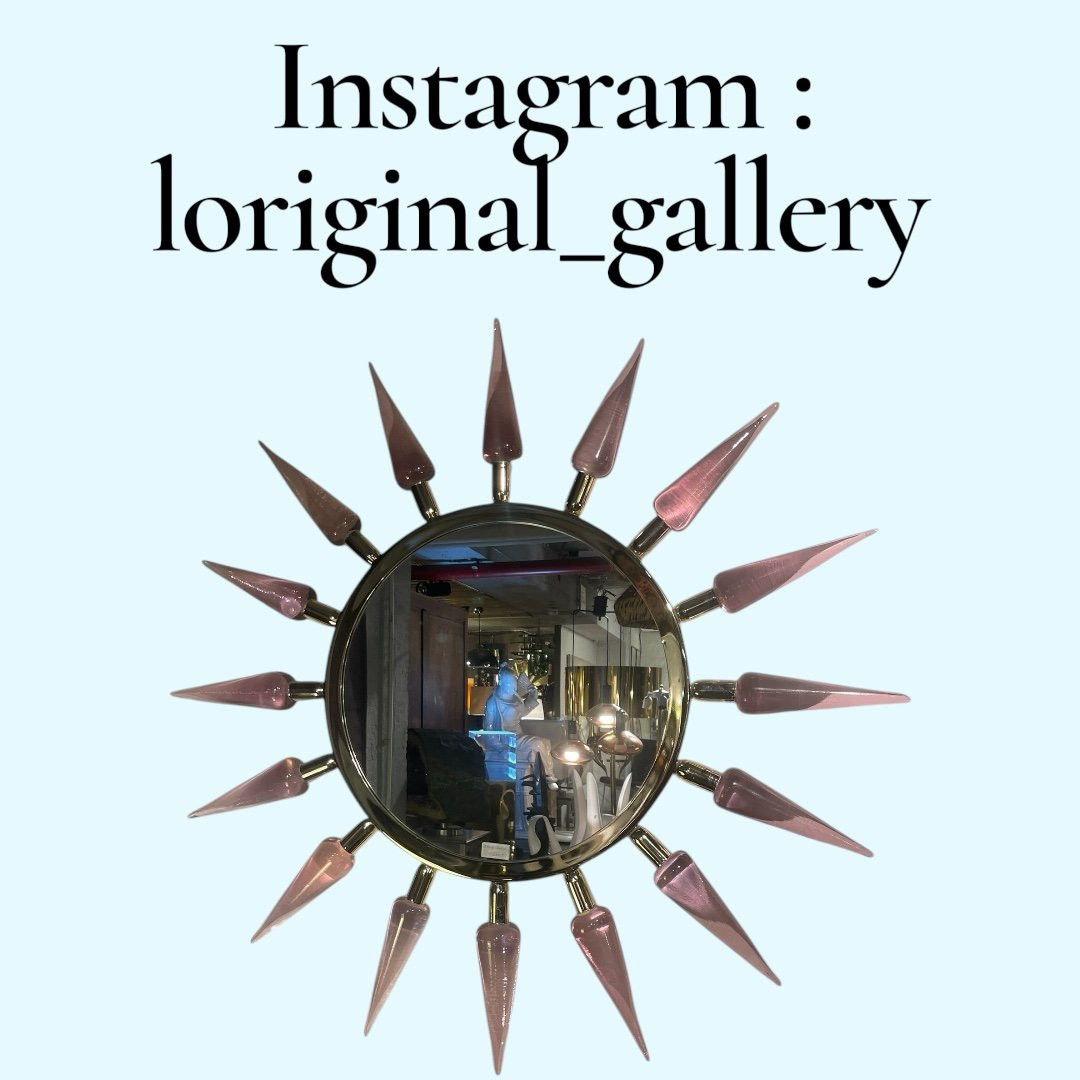 Miroir En Verre De Murano Et Laiton Attribué à Gino Cenedese-photo-2